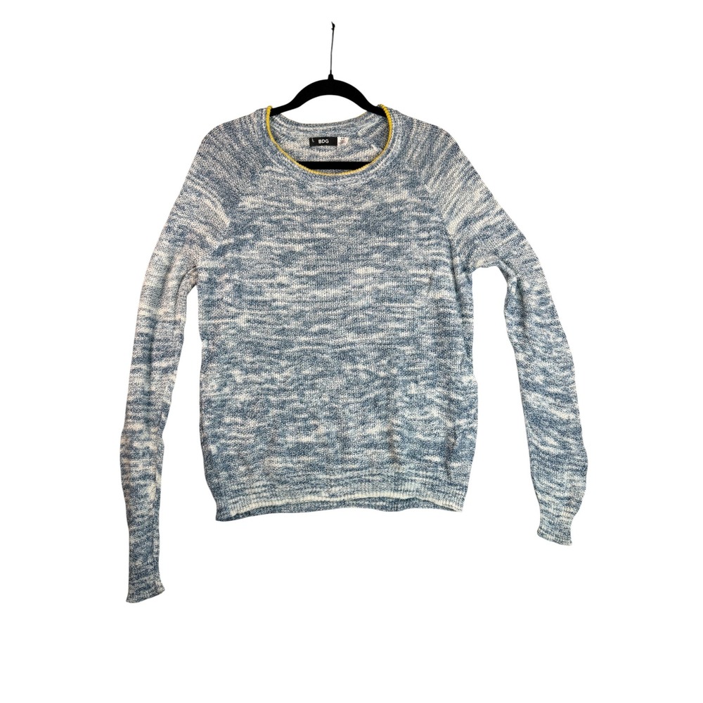BDG Urban Outfitters Space Dye Knit Sweater Blue White Yellow Trim Small